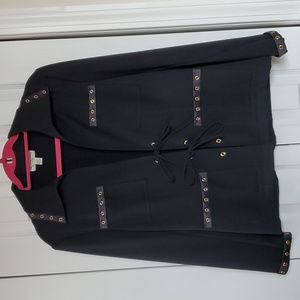 St. John sport black gold O ring  trim jacket Size Small 🌟🌟🌟